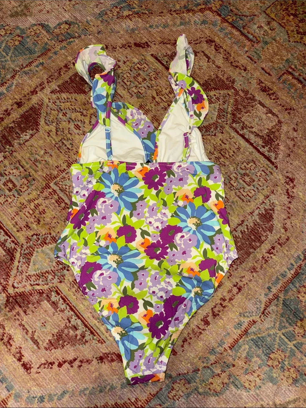 J. Crew Purple and Blue Floral One-Piece Swimsuit